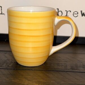 SWIRL Brand Yellow Striped Coffee/Tea Cup/Mug Hand Painted Collection by Swirl